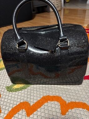 Black Sparkle Dome Satchel Handbag candy bag